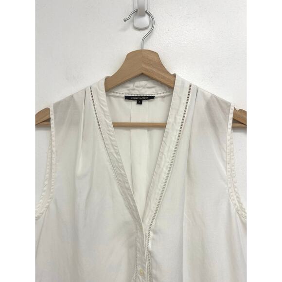 Kobi Halperin Raquel Blouse Tencel-Linen V-Neck Button-Front Sleeveless - Small - Picture 5 of 11